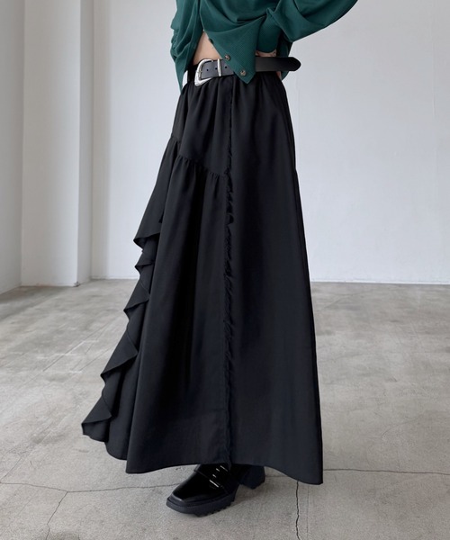 PAGEBOY（ページボーイ）の「ラインフリンジティアードスカート/フリルスカート【ウエストゴム・ストレスフリー】（スカート・レディース・ブラウン系その他/ブラック/レッド/ブラック系その他・FREE）」の12枚目の写真