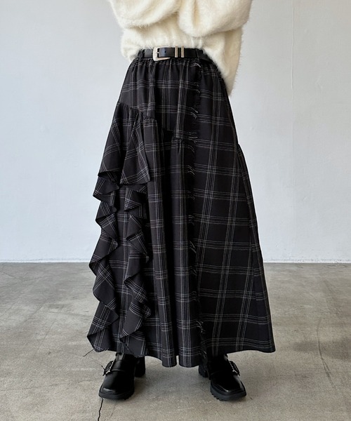 PAGEBOY（ページボーイ）の「ラインフリンジティアードスカート/フリルスカート【ウエストゴム・ストレスフリー】（スカート・レディース・ブラウン系その他/ブラック/レッド/ブラック系その他・FREE）」の19枚目の写真