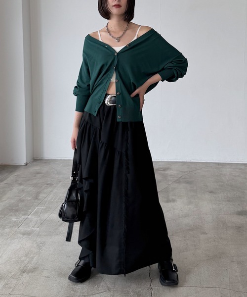 PAGEBOY（ページボーイ）の「ラインフリンジティアードスカート/フリルスカート【ウエストゴム・ストレスフリー】（スカート・レディース・ブラウン系その他/ブラック/レッド/ブラック系その他・FREE）」の9枚目の写真