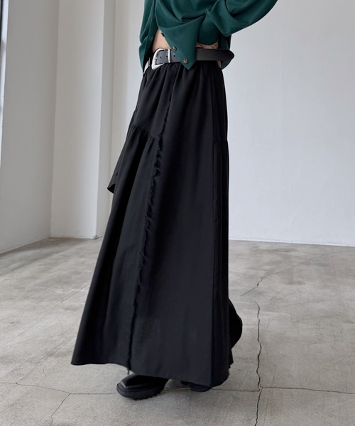 PAGEBOY（ページボーイ）の「ラインフリンジティアードスカート/フリルスカート【ウエストゴム・ストレスフリー】（スカート・レディース・ブラウン系その他/ブラック/レッド/ブラック系その他・FREE）」の13枚目の写真