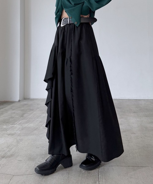 PAGEBOY（ページボーイ）の「ラインフリンジティアードスカート/フリルスカート【ウエストゴム・ストレスフリー】（スカート・レディース・ブラウン系その他/ブラック/レッド/ブラック系その他・FREE）」の11枚目の写真