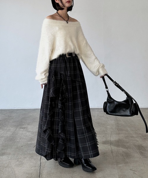 PAGEBOY（ページボーイ）の「ラインフリンジティアードスカート/フリルスカート【ウエストゴム・ストレスフリー】（スカート・レディース・ブラウン系その他/ブラック/レッド/ブラック系その他・FREE）」の16枚目の写真