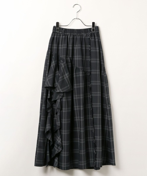 PAGEBOY（ページボーイ）の「ラインフリンジティアードスカート/フリルスカート【ウエストゴム・ストレスフリー】（スカート・レディース・ブラウン系その他/ブラック/レッド/ブラック系その他・FREE）」の5枚目の写真