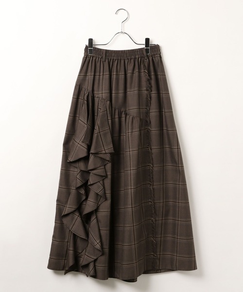 PAGEBOY（ページボーイ）の「ラインフリンジティアードスカート/フリルスカート【ウエストゴム・ストレスフリー】（スカート・レディース・ブラウン系その他/ブラック/レッド/ブラック系その他・FREE）」の7枚目の写真