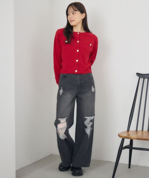 RETRO GIRL(レトロガール)の「モール金釦カーデ(カーディガン/ボレロ・レディース・ナチュラル/レッド/ブルー・FREE)」の16枚目の写真