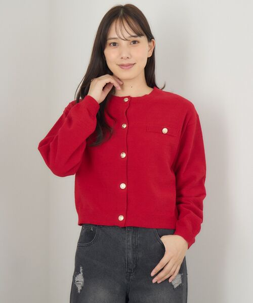 RETRO GIRL(レトロガール)の「モール金釦カーデ(カーディガン/ボレロ・レディース・ナチュラル/レッド/ブルー・FREE)」の12枚目の写真