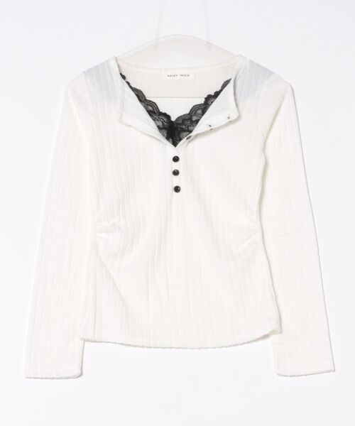 HALEY PESCA(ヘーリーペスカ)の「HALEY PESCA/ヘンリーネック バイカラーレイヤードカットソー(Tシャツ/カットソー・レディース・グレー/ブラック/ダークグレー/ホワイト・SMALL/MEDIUM)」の5枚目の写真