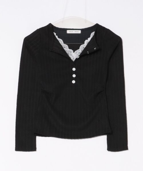 HALEY PESCA(ヘーリーペスカ)の「HALEY PESCA/ヘンリーネック バイカラーレイヤードカットソー(Tシャツ/カットソー・レディース・グレー/ブラック/ダークグレー/ホワイト・SMALL/MEDIUM)」の6枚目の写真