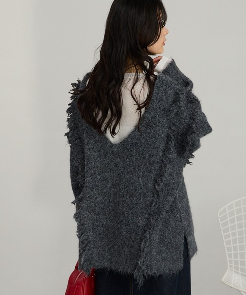 MONO-MART(モノマート)の「2WAY ミスティック ムード ニット(ニット/セーター・レディース・ブルー/ダークグリーン/グレー/アイボリー/ピンク/ブラウン/スミクロ・L/M)」の2枚目の写真