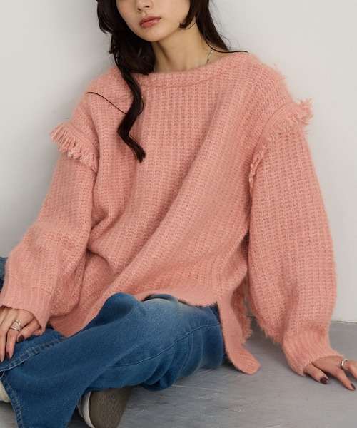 MONO-MART(モノマート)の「2WAY ミスティック ムード ニット(ニット/セーター・レディース・ブルー/ダークグリーン/グレー/アイボリー/ピンク/ブラウン/スミクロ・L/M)」の7枚目の写真