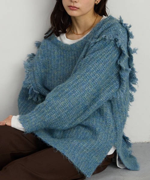 MONO-MART(モノマート)の「2WAY ミスティック ムード ニット(ニット/セーター・レディース・ブルー/ダークグリーン/グレー/アイボリー/ピンク/ブラウン/スミクロ・L/M)」の6枚目の写真