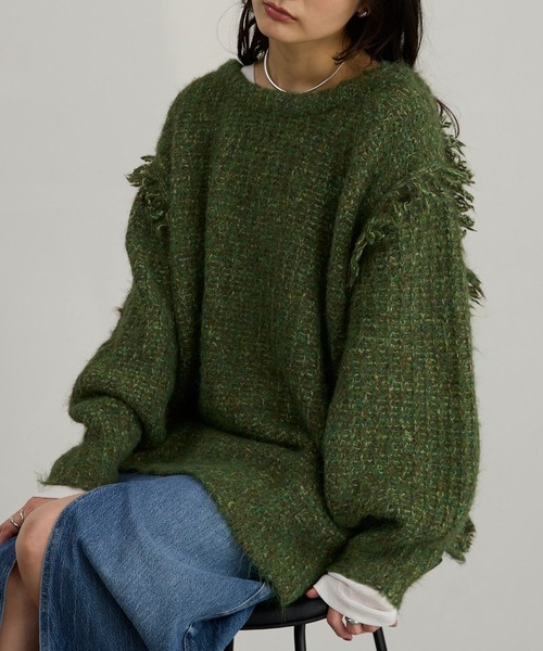 MONO-MART(モノマート)の「2WAY ミスティック ムード ニット(ニット/セーター・レディース・ブルー/ダークグリーン/グレー/アイボリー/ピンク/ブラウン/スミクロ・L/M)」の5枚目の写真