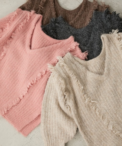 MONO-MART(モノマート)の「2WAY ミスティック ムード ニット(ニット/セーター・レディース・ブルー/ダークグリーン/グレー/アイボリー/ピンク/ブラウン/スミクロ・L/M)」の20枚目の写真
