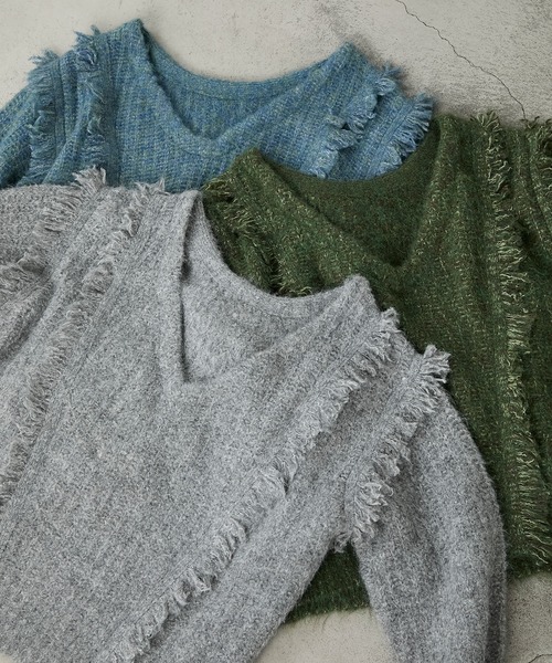 MONO-MART(モノマート)の「2WAY ミスティック ムード ニット(ニット/セーター・レディース・ブルー/ダークグリーン/グレー/アイボリー/ピンク/ブラウン/スミクロ・L/M)」の21枚目の写真