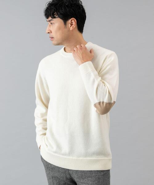 URBAN RESEARCH ROSSO MEN(アーバンリサーチロッソメン)の「『XLサイズあり』ハミルトンラムズウールエルボーパッチニット(ニット/セーター・メンズ・ネイビー/ブルー/ベージュ系その他/ベージュ/ブラック/チャコールグレー/ホワイト・X-LARGE/LARGE/MEDIUM/SMALL)」の2枚目の写真