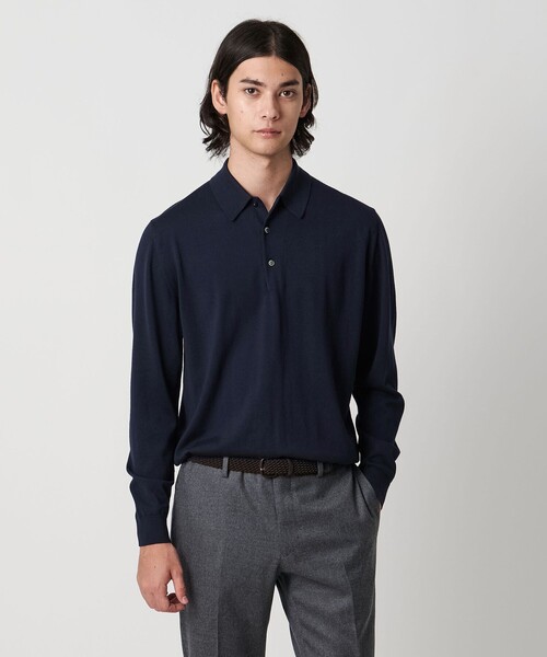 UNITED ARROWS(ユナイテッドアローズ)の「ウール ハイゲージ ニットポロシャツ(ポロシャツ・メンズ・ダークオレンジ/グレー系/ネイビー・M/S/XL/L)」の3枚目の写真