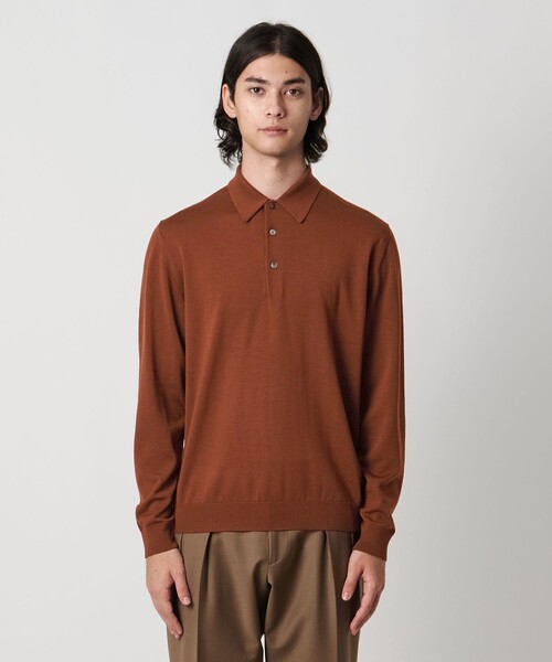 UNITED ARROWS(ユナイテッドアローズ)の「ウール ハイゲージ ニットポロシャツ(ポロシャツ・メンズ・ダークオレンジ/グレー系/ネイビー・M/S/XL/L)」の21枚目の写真