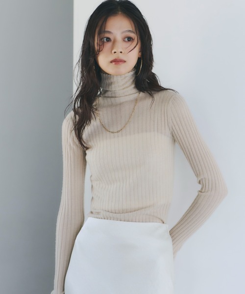 AURALEE 22AW キッドモヘヤ タートルネック シアー ニット セーター AURALEE（オーラリー） 22AW KID MOHAIR SHEER KNIT キッドモヘヤ