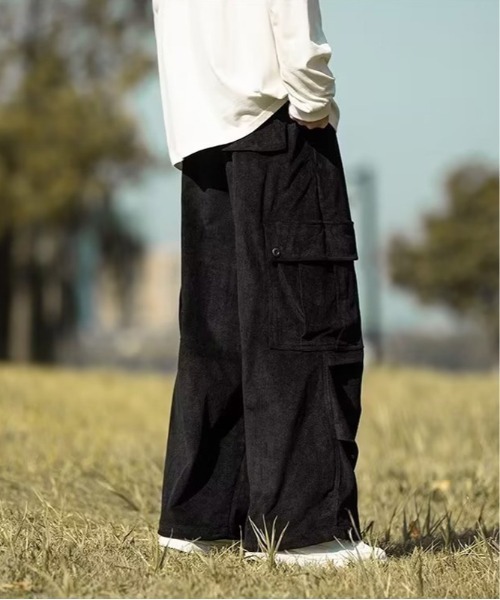 ARCADE（アーケード）の「ワイド コーデュロイカーゴパンツ 裾コード 裾絞りシルエット イージーパンツ仕様（カーゴパンツ・メンズ・ブラウン/ブラック/カーキ・S/M/L/XL/2XL）」の7枚目の写真