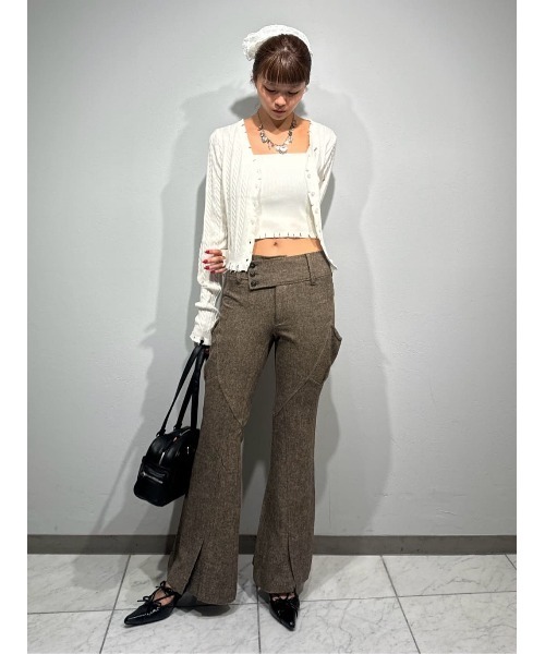 SLY（スライ）の「WIDE BELT FLARE PT ワイド ベルト フレアパンツ 秋服 冬服（スラックス・レディース・ブラウン系その他2/杢グレー・0/1）」の7枚目の写真