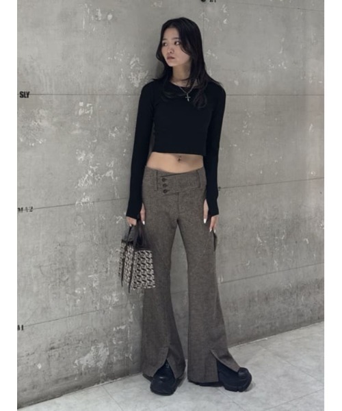 SLY（スライ）の「WIDE BELT FLARE PT ワイド ベルト フレアパンツ 秋服 冬服（スラックス・レディース・ブラウン系その他2/杢グレー・0/1）」の8枚目の写真