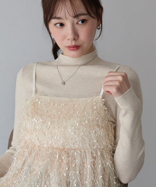 BLUEEAST（ブルーイースト）の「フェザーフリンジビスチェ（キャミソール・レディース・ブラック/アイボリー・MEDIUM）」の8枚目の写真