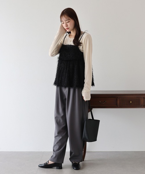 BLUEEAST（ブルーイースト）の「フェザーフリンジビスチェ（キャミソール・レディース・ブラック/アイボリー・MEDIUM）」の19枚目の写真