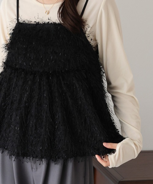 BLUEEAST（ブルーイースト）の「フェザーフリンジビスチェ（キャミソール・レディース・ブラック/アイボリー・MEDIUM）」の17枚目の写真