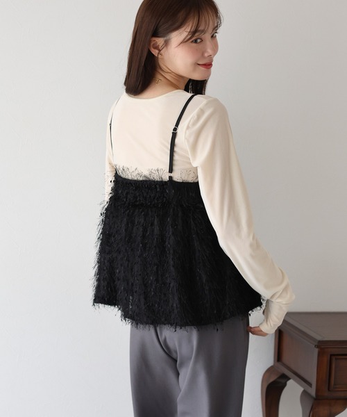 BLUEEAST（ブルーイースト）の「フェザーフリンジビスチェ（キャミソール・レディース・ブラック/アイボリー・MEDIUM）」の15枚目の写真