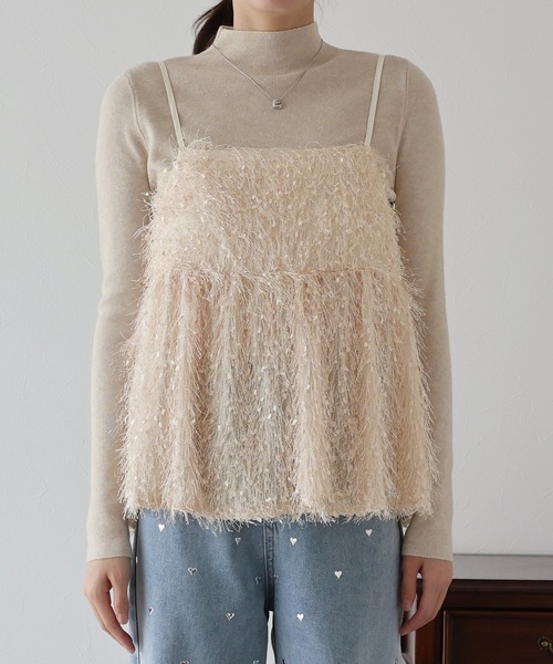 BLUEEAST（ブルーイースト）の「フェザーフリンジビスチェ（キャミソール・レディース・ブラック/アイボリー・MEDIUM）」の20枚目の写真