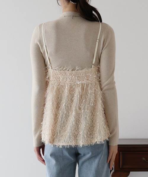 BLUEEAST（ブルーイースト）の「フェザーフリンジビスチェ（キャミソール・レディース・ブラック/アイボリー・MEDIUM）」の22枚目の写真