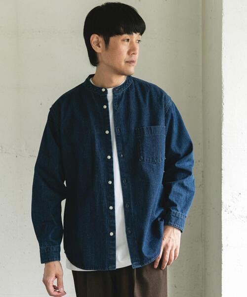 新品未使用　アーバンリサーチドアーズ　バンドカラーデニムシャツ セール】デニムバンドカラーシャツ（シャツ/ブラウス）｜URBAN