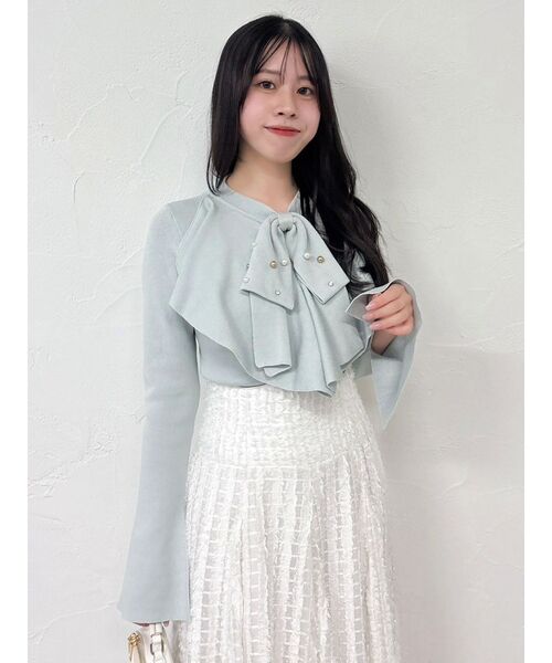 dazzlin（ダズリン）の「ラッフルタイニット（ニット/セーター・レディース・ベージュ/ブラック/グレー・FREE）」の9枚目の写真