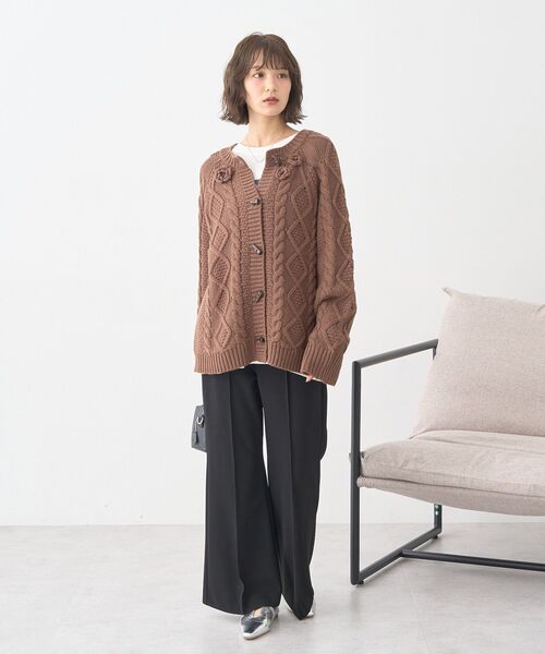 earth music&ecology（アースミュージックアンドエコロジー）の「センターシームフレアパンツ（その他パンツ・レディース・ピンク系その他2/バーガンディー/ブラック/ホワイト系その他2・S/M）」の15枚目の写真