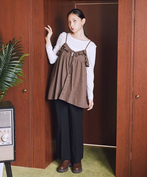 earth music&ecology（アースミュージックアンドエコロジー）の「センターシームフレアパンツ（その他パンツ・レディース・ピンク系その他2/バーガンディー/ブラック/ホワイト系その他2・S/M）」の20枚目の写真