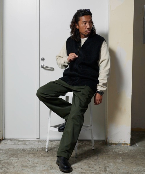 TOWNCRAFT（タウンクラフト）の「TOWNCRAFT/タウンクラフト SOLID SHAGGY ZIP VEST ボックスシルエット シャギーベスト（ベスト・メンズ・ブラック・M/L）」の4枚目の写真