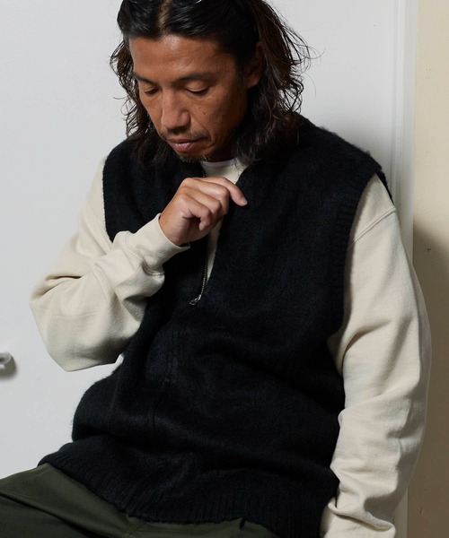 TOWNCRAFT（タウンクラフト）の「TOWNCRAFT/タウンクラフト SOLID SHAGGY ZIP VEST ボックスシルエット シャギーベスト（ベスト・メンズ・ブラック・M/L）」の7枚目の写真