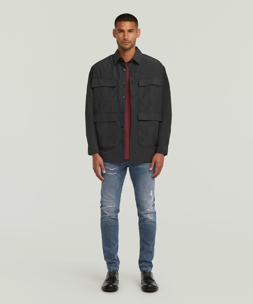 G-STAR（ジースター）の「Cargo Relaxed Shirt/ミリタリーディテールカーゴポケットリラックスオーバーサイズシャツ/ナイロンライクシャツジャケット（シャツ/ブラウス・メンズ・ダークブラック・X-LARGE/SMALL/MEDIUM/LARGE/X-SMALL）」の3枚目の写真