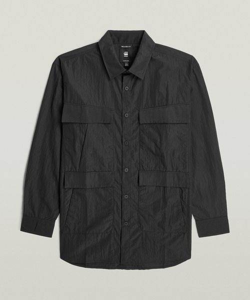 G-STAR（ジースター）の「Cargo Relaxed Shirt/ミリタリーディテールカーゴポケットリラックスオーバーサイズシャツ/ナイロンライクシャツジャケット（シャツ/ブラウス・メンズ・ダークブラック・X-LARGE/SMALL/MEDIUM/LARGE/X-SMALL）」の6枚目の写真