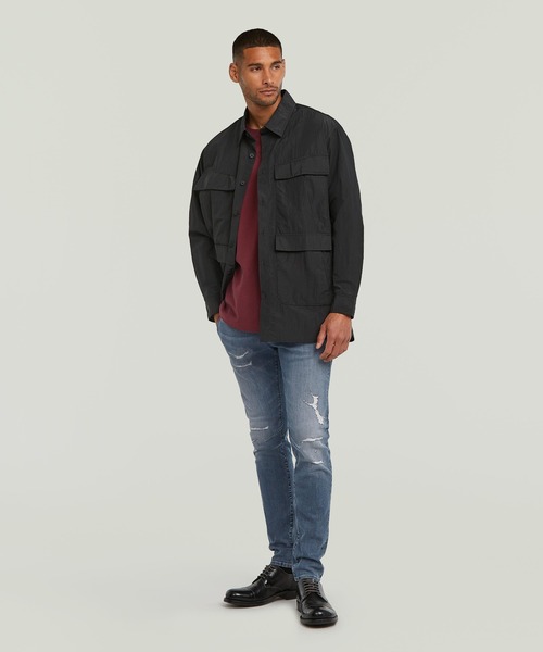 G-STAR（ジースター）の「Cargo Relaxed Shirt/ミリタリーディテールカーゴポケットリラックスオーバーサイズシャツ/ナイロンライクシャツジャケット（シャツ/ブラウス・メンズ・ダークブラック・X-LARGE/SMALL/MEDIUM/LARGE/X-SMALL）」の4枚目の写真