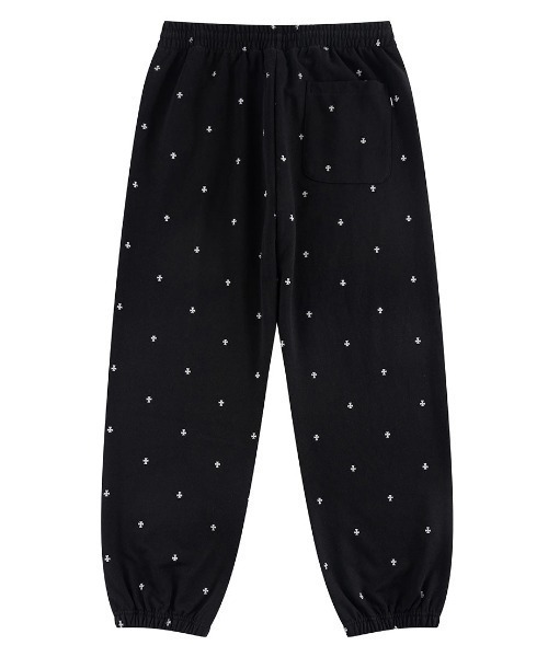 UNKNOWN LONDON(アンノウン・ロンドン)の「A'GEM/9 × .kom 『UNKNOWN LONDON/アンノウン ロンドン』 Tiny Cross Glitter Sweat Pants/タイクロス グリッター スウェットパンツ(スウェットパンツ・メンズ・オフホワイト/ブラック・S/M)」の5枚目の写真
