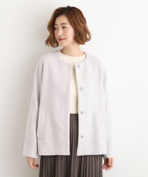 grove(グローブ)のウールブレンドモッサ ノーカラーショートコート(ノーカラーコート)
