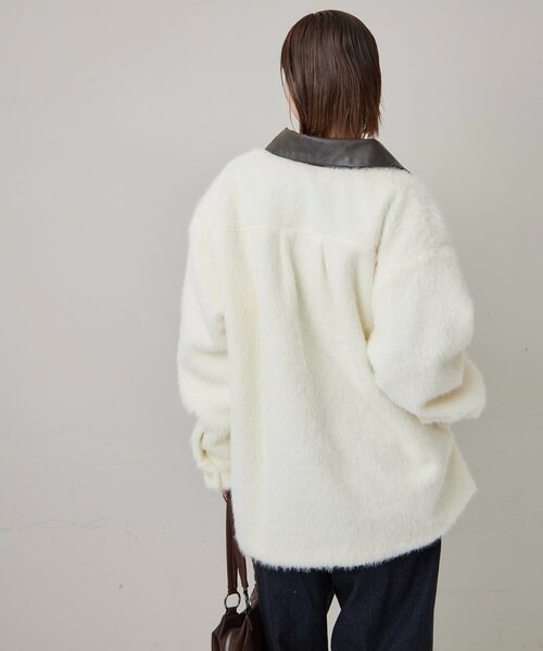 WHO'S WHO gallery（フーズフーギャラリー）の「襟切り替えシャギーシャツジャケット（その他アウター・レディース・グレー/アイボリー/ブラウン・FREE）」の8枚目の写真