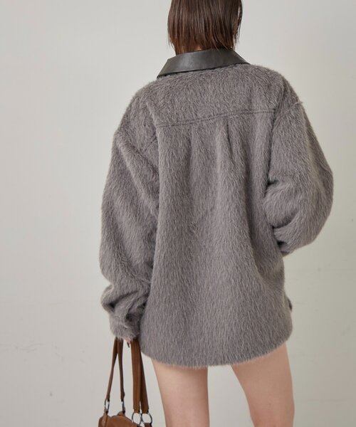 WHO'S WHO gallery（フーズフーギャラリー）の「襟切り替えシャギーシャツジャケット（その他アウター・レディース・グレー/アイボリー/ブラウン・FREE）」の17枚目の写真