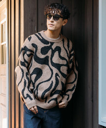 Firsthand | Firsthand/ファーストハンド 総柄 ダブルジャガード ニット クルーネック プルオーバー / リラックスフィット(ニット/セーター)