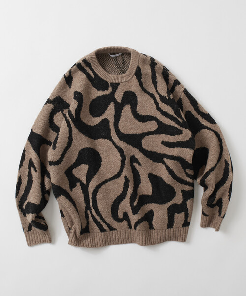 Firsthand(ファーストハンド)の「Firsthand/ファーストハンド 総柄 ダブルジャガード ニット クルーネック プルオーバー / リラックスフィット(ニット/セーター・メンズ・ブラック/キャメル/ネイビー・MEDIUM/LARGE)」の20枚目の写真