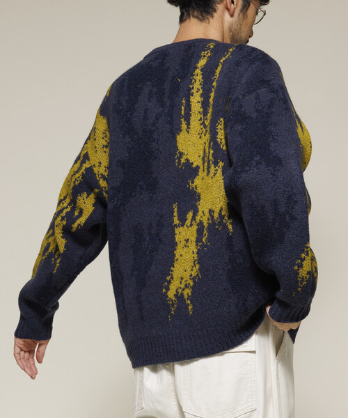 Firsthand(ファーストハンド)の「Firsthand/ファーストハンド 総柄 ダブルジャガード ニット クルーネック プルオーバー / リラックスフィット(ニット/セーター・メンズ・ブラック/キャメル/ネイビー・MEDIUM/LARGE)」の6枚目の写真