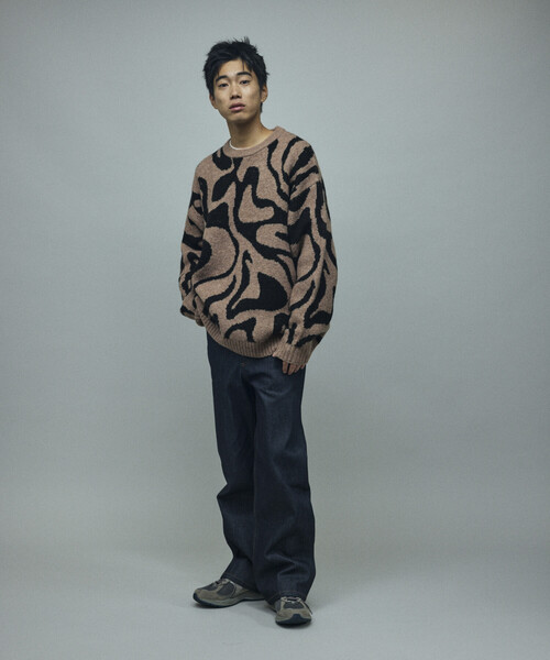 Firsthand(ファーストハンド)の「Firsthand/ファーストハンド 総柄 ダブルジャガード ニット クルーネック プルオーバー / リラックスフィット(ニット/セーター・メンズ・ブラック/キャメル/ネイビー・MEDIUM/LARGE)」の17枚目の写真