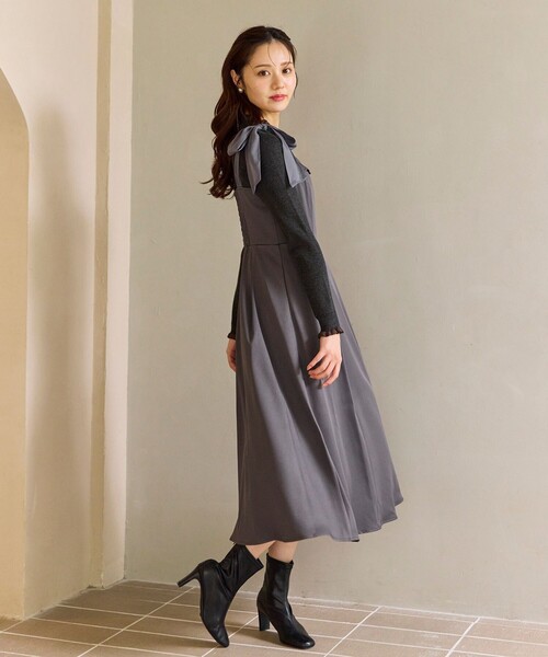 Feroux(フェルゥ)の「シアーリボンショルダー ジャンパースカート(ワンピース・レディース・ピンク系/グレー系・SMALL/MEDIUM)」の15枚目の写真