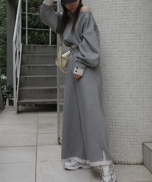 WILLFULLY(ウィルフリー)の「woven layered ponte tops(Tシャツ/カットソー・レディース・チャコール/グレー/ブラック・FREE)」の4枚目の写真